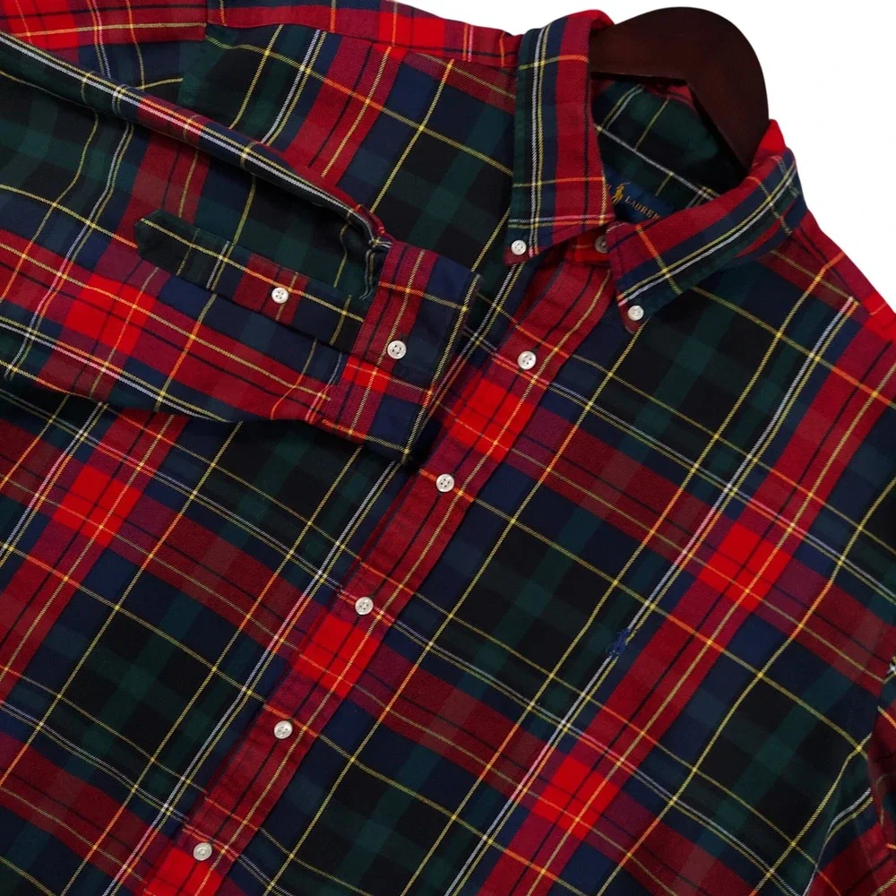Ralph Lauren Button Down Mens 2XB Red Plaid Performance Long Sleeve Shirt